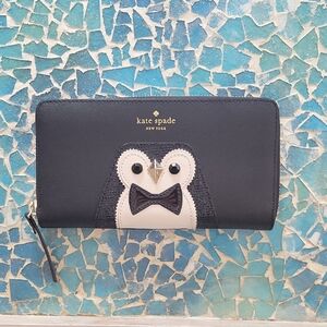 Kate Spade Retired New York Clifton Lane Neda Frosty penguin Leather Wallet